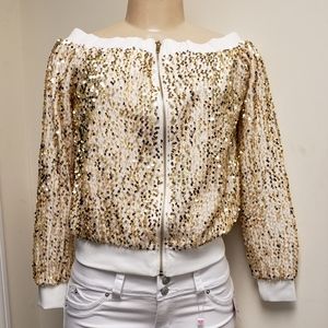 Gold sequence jacket shirt